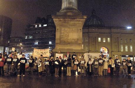 Evening Vigil January 31st at the Monument Newcastle upon Tyne